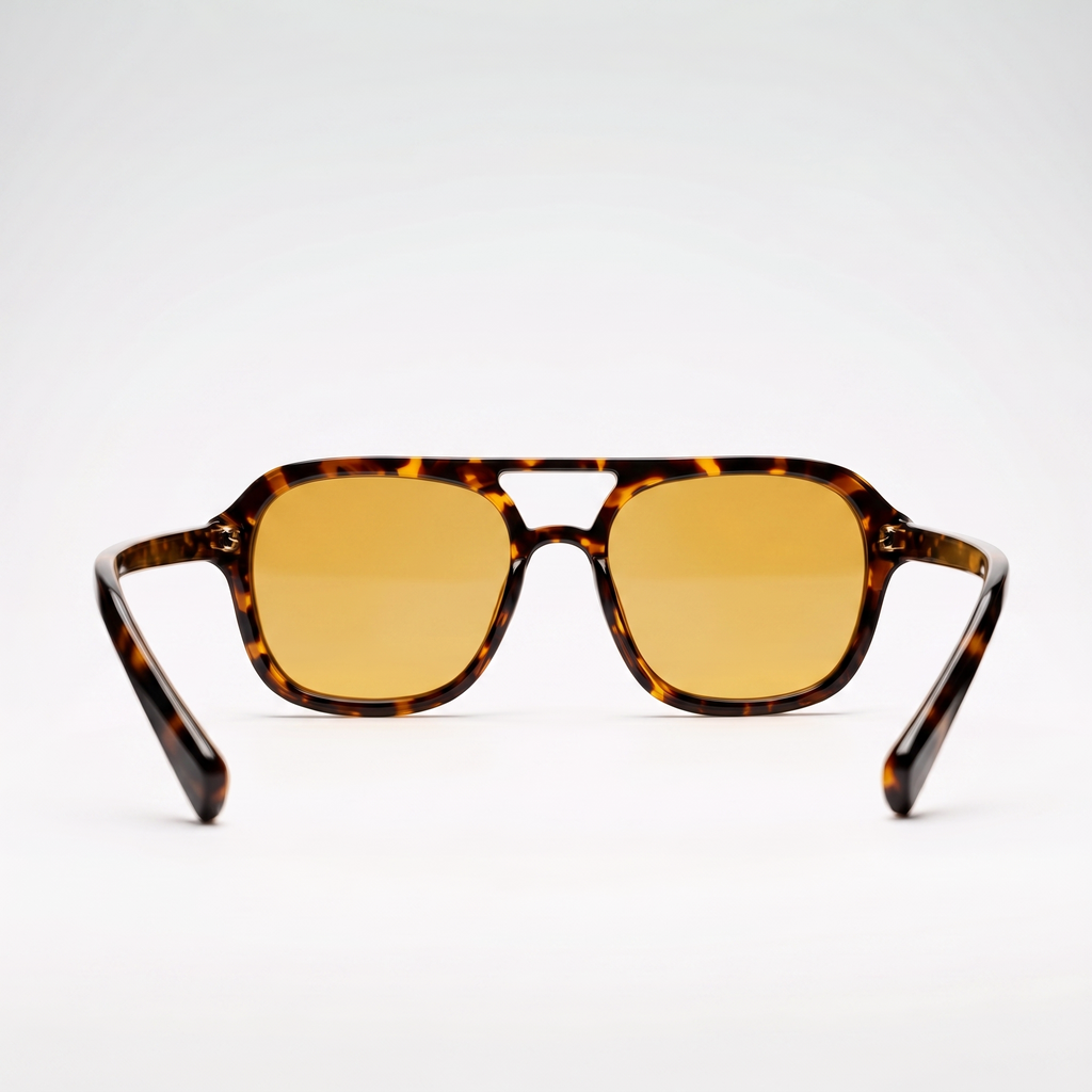 Aviator Nordic Ember — Rückansicht mit Blick durch die warm-gelben Gläser