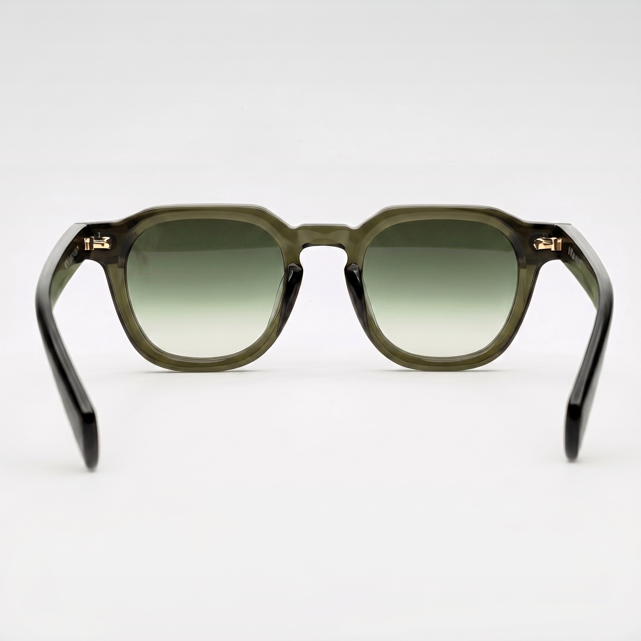 Wayfarer Olive Fjord — Rückansicht mit Blick durch die grün verlaufenden Gläser