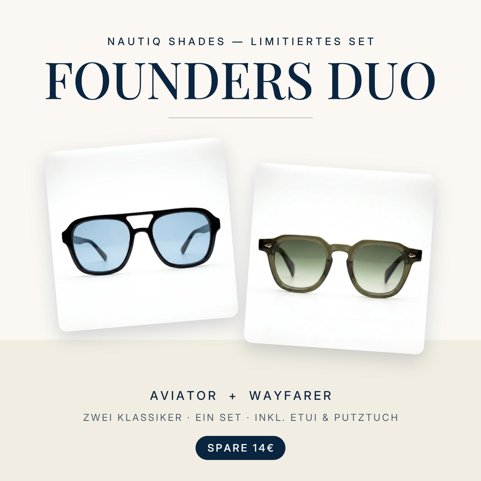 FOUNDERS DUO — Aviator & Wayfarer Set von NAUTIQ SHADES