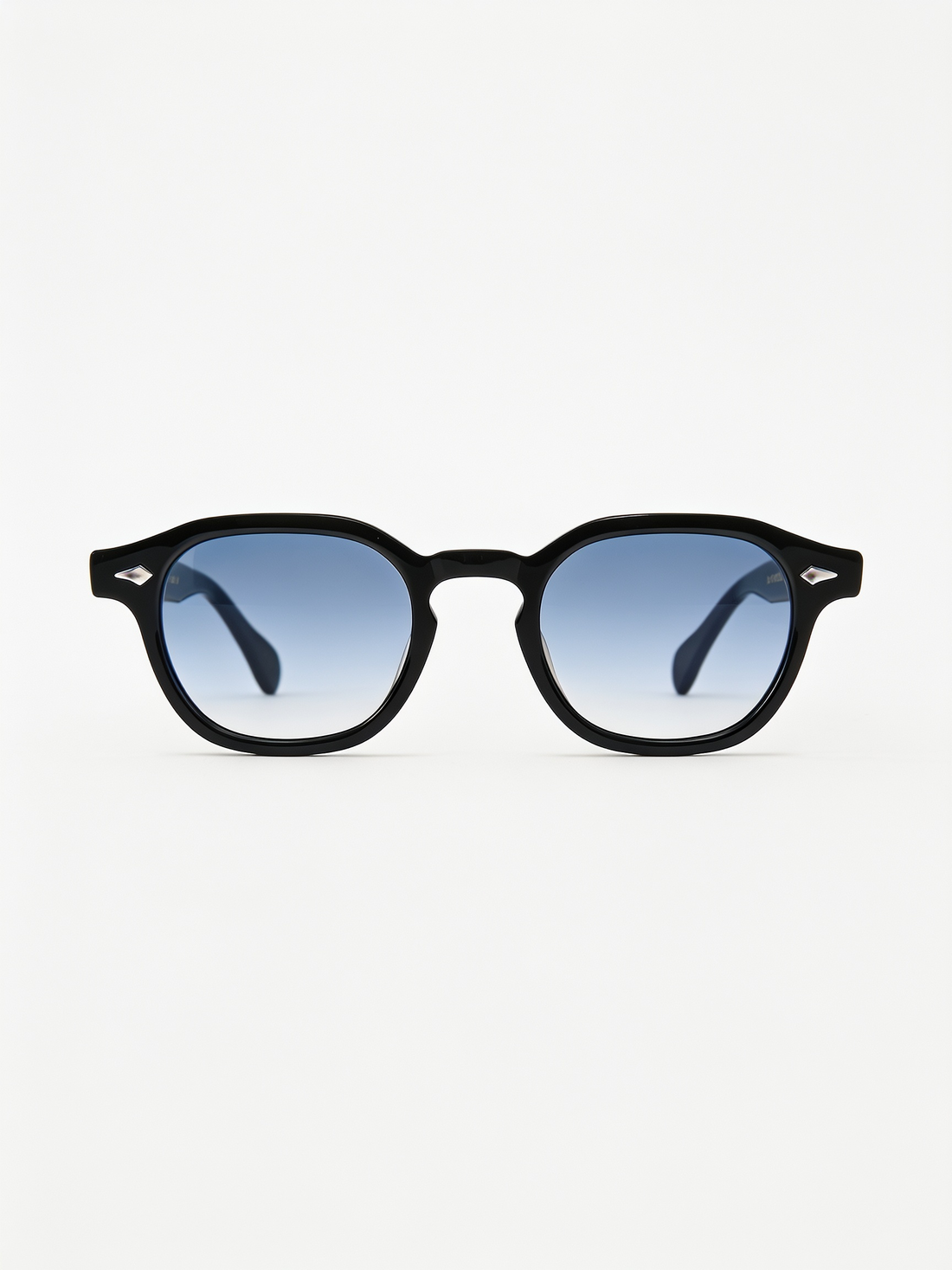 Wayfarer Polar Dusk — Frontalansicht: schwarzer Hochglanz-Acetat-Rahmen mit blau verlaufenden Gläsern